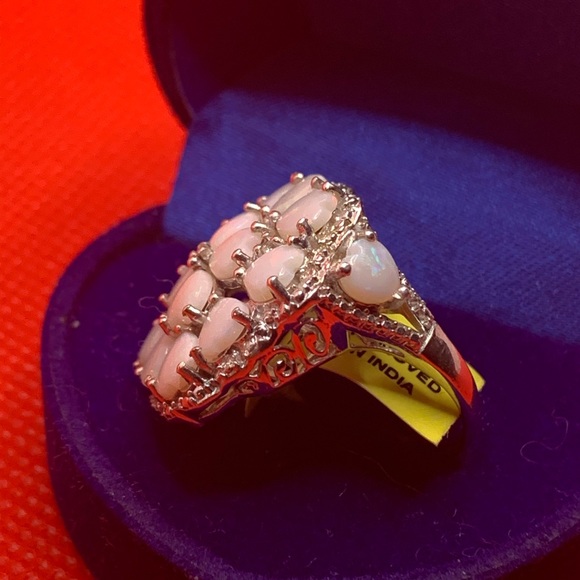 WHITE OPAL TOPAZ HEART RING - Picture 6 of 7